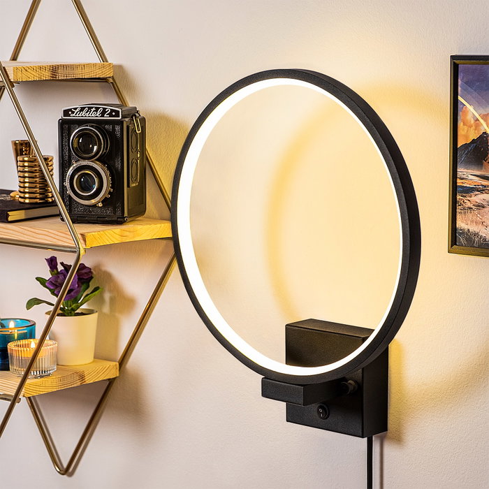 Opviq Halka - 13309 Lámpara de Pared Negra de Metal con LED Opviq Halka - 13309 Lámpara de Pared Negra de Metal con LED
